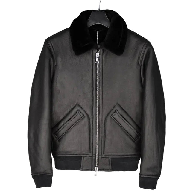 Eksklusiv Herrejakke i Ekte Skinn & Saueskinnspels – Varm Pilotjakke i Luksuskvalitet | Vinterfrakk