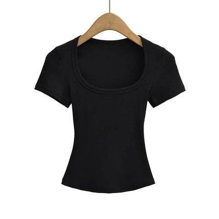 Sommerlig Kvadratisk Hals Crop Top – Kortermet Slim Fit