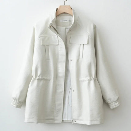 Kunstskinnjakke for Dame – Justerbar Midje & Elegant Design | Trendy Høstjakke 2025