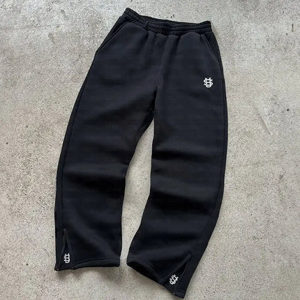 Trendy Joggebukser for Menn og Kvinner – Løse Wide Leg Sweatpants med Brodert Logo og Lommer | Streetwear & Komfort i Ett