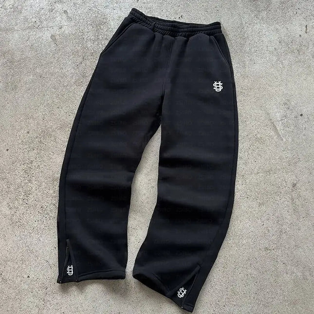 Trendy Joggebukser for Menn og Kvinner – Løse Wide Leg Sweatpants med Brodert Logo og Lommer | Streetwear & Komfort i Ett