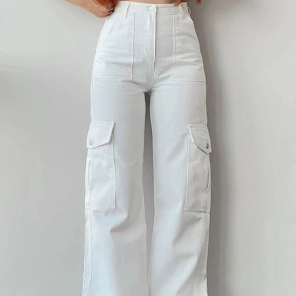 Vintage Cargo Bukser til Dame – Trendy Y2K Parachute Pants i Beige