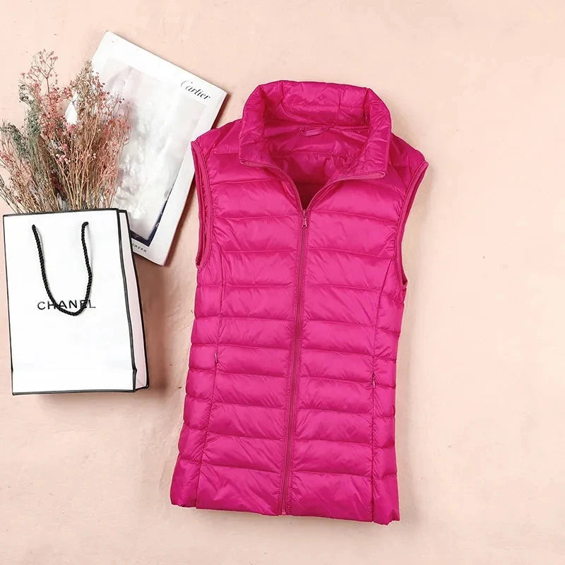 Dame Dunvest – Ultralett & Varm i Hvit Andedun | Puffer Vest Høst/Vinter 2025 (opptil 8XL)