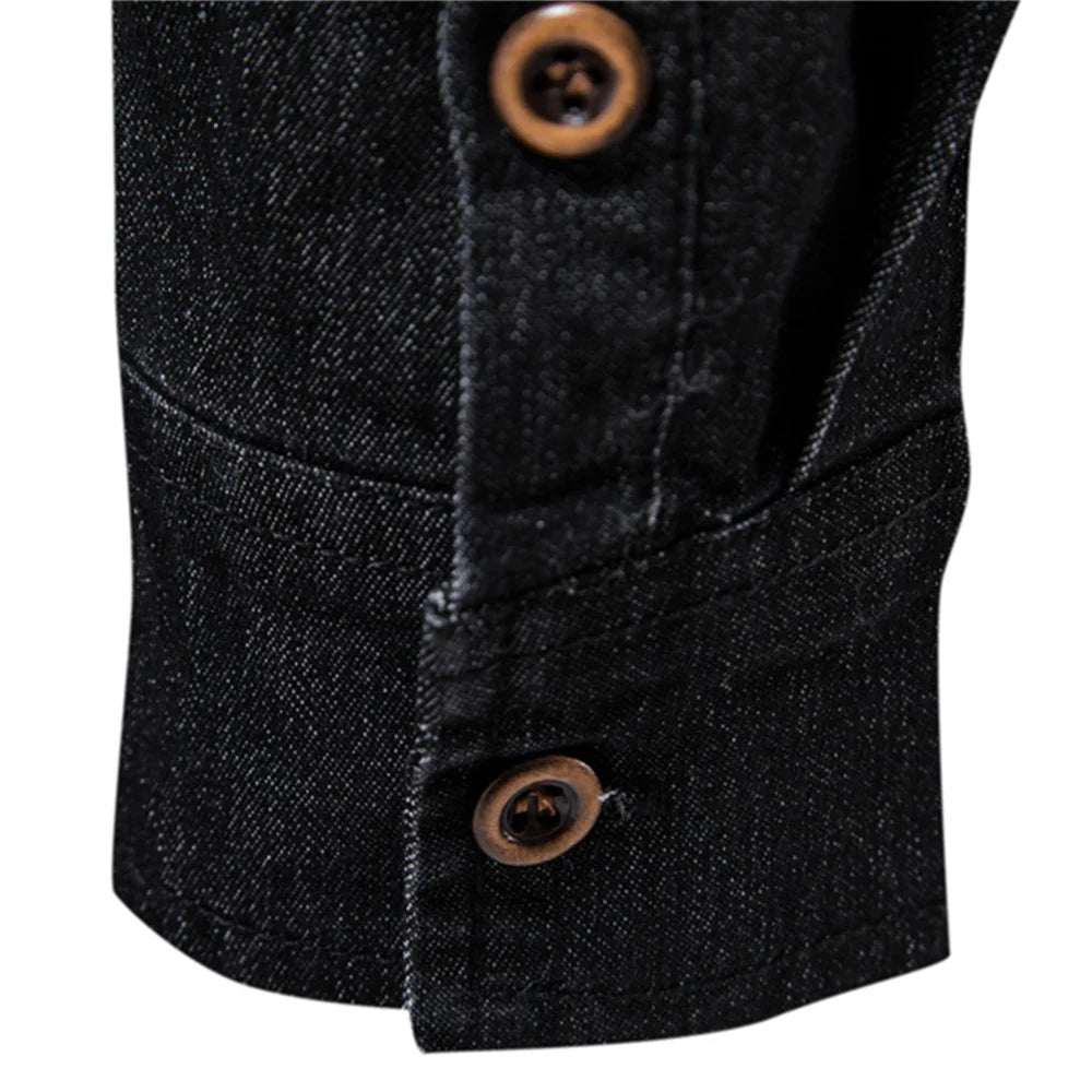 Slim Fit Denimskjorte for Herre – Elastisk Bomull og Klassisk Cowboy-stil med Moderne Passform