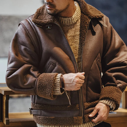 Vintage B3 Bomberjacke für Herren – Skinnjacke aus Fleece