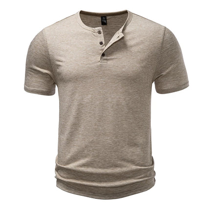Herre T-skjorte med Henley-hals – Pustende Bomull & Klassisk Sommerstil