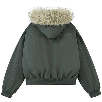 Vinterjakke for Herre med Fuskepelskrage – Tykk, Foret Parkas i Streetwear-stil | Varm Harajuku-inspirert Jakke til Kuldesesongen