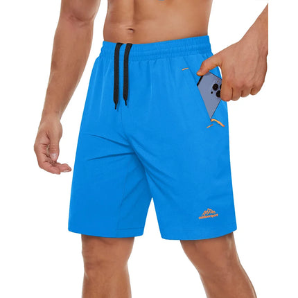 Hurtigtørkende Treningsshorts for Herre – Sommershorts med Glidelåslommer til Løping, Gym og Tur