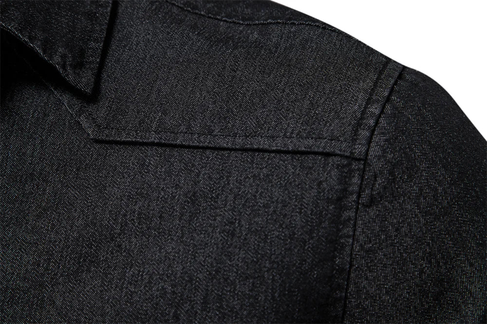 Slim Fit Denimskjorte for Herre – Elastisk Bomull og Klassisk Cowboy-stil med Moderne Passform