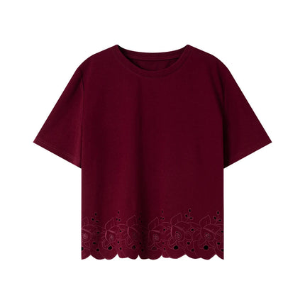 Basic T-skjorte til Dame – Med Brodert Hem & Elegant Hverdagsstil