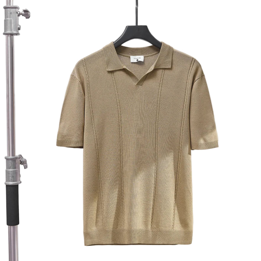 Sommer Polo T-skjorte til Herre – V-hals, Slim Fit & Britisk Stil