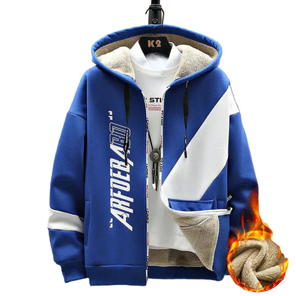 Herre Hettejakke – Varm & Tykk Hoodie med Glidelås, Snøring og Lommer | Trendy Høst & Vinterstil