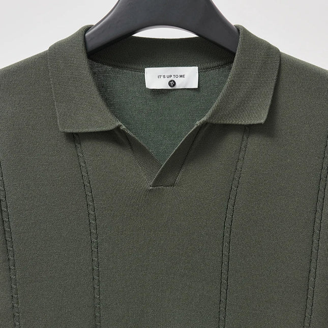 Sommer Polo T-skjorte til Herre – V-hals, Slim Fit & Britisk Stil