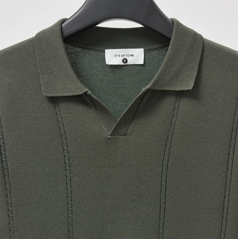 Sommer Polo T-skjorte til Herre – V-hals, Slim Fit & Britisk Stil