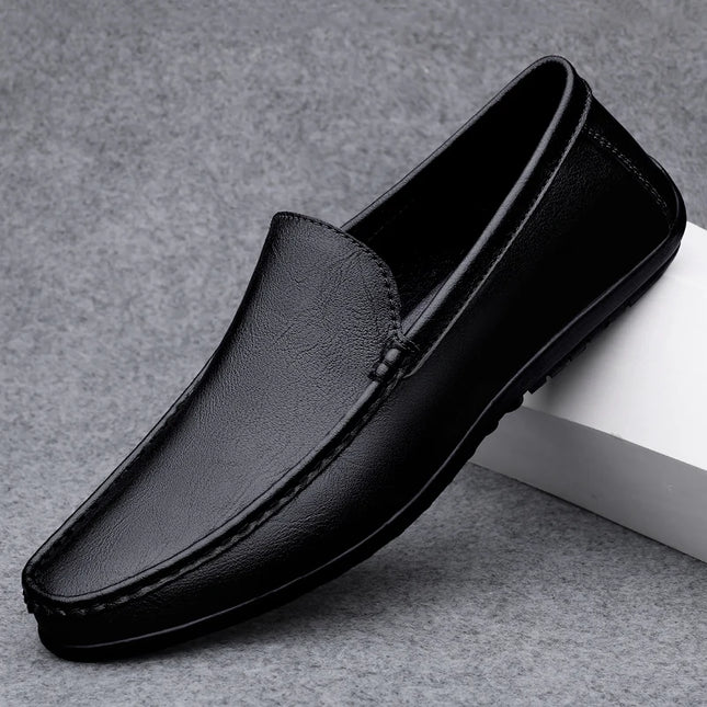Herre Loafers i Ekte Skinn – Håndlagde Slip-on Mokasiner med Myk Såle