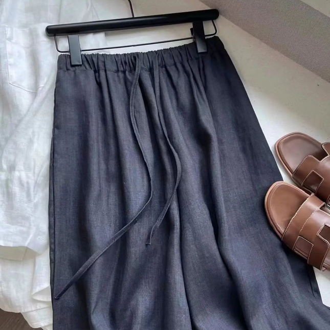 Linnebukser for Dame – Løse Wide-Leg Bukser med Snøring | Luftige, Komfortable og Stilrene Sommerbukser