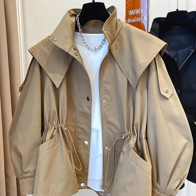 Kort Trenchjakke for Dame – Elegant Kort Jakke med Party-Design og Lange Ermer | Koreansk Vintage Stil & Komfortabel Passform