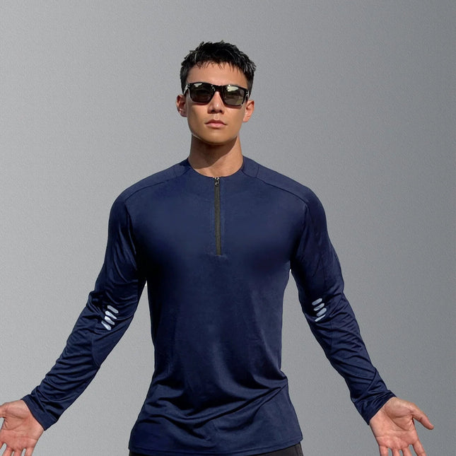 Herre Sport T-skjorte med Lange Ermer – Pustende & Quick Dry