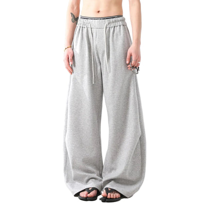 Grå Baggy Joggebukser – Vide Unisex Bukser med Lang Snøring | Urban Streetwear med Buet “Lantern”-Design