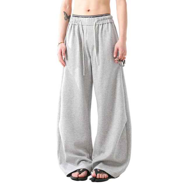 Grå Baggy Joggebukser – Vide Unisex Bukser med Lang Snøring | Urban Streetwear med Buet “Lantern”-Design