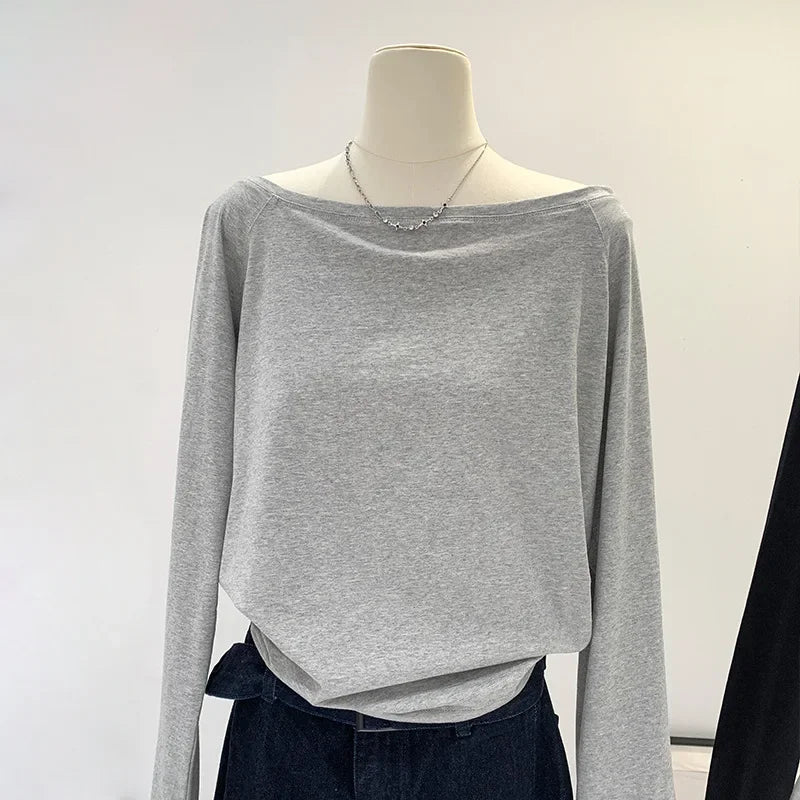 Damegenser med Én Skulder – Bomull, Langermet & Trendy Design | Høst/Vinter