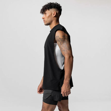 Sommer Singlet med Åpen Side – Mesh Treningstopp uten Ermer for Herre