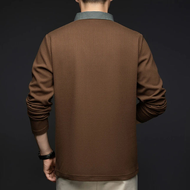 Herregenser med Skjortekrage – Strikket Langermet Genser til Høst og Vinter | Elegant og Komfortabel Topp i Klassisk Stil