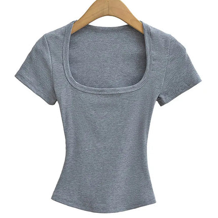 Sommerlig Kvadratisk Hals Crop Top – Kortermet Slim Fit