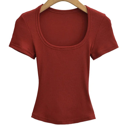 Sommerlig Kvadratisk Hals Crop Top – Kortermet Slim Fit