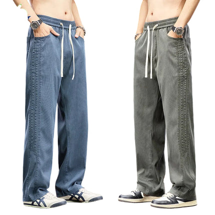 Sommerbukser for Herre i Lyocell – Løse, Vide Joggebukser med Elastisk Midje (opp til 5XL)