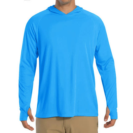 Herre UV-Beskyttende Hettegenser – UPF 50+ Langermet T-skjorte | Hurtigtørkende Sommer- & Treningsplagg