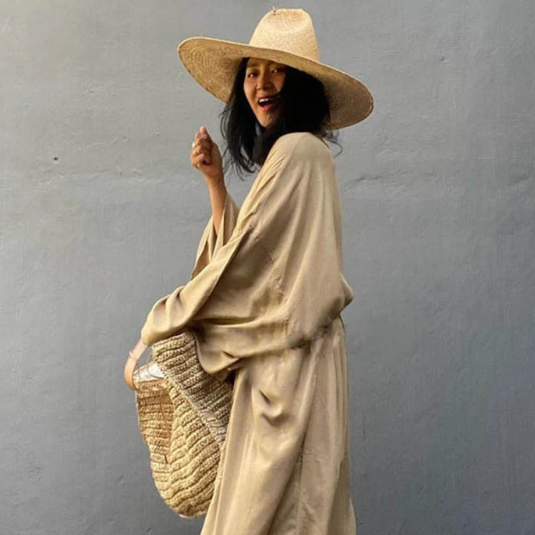 Sommer Kimono Strandkjole – Lett omslagskjole med belte