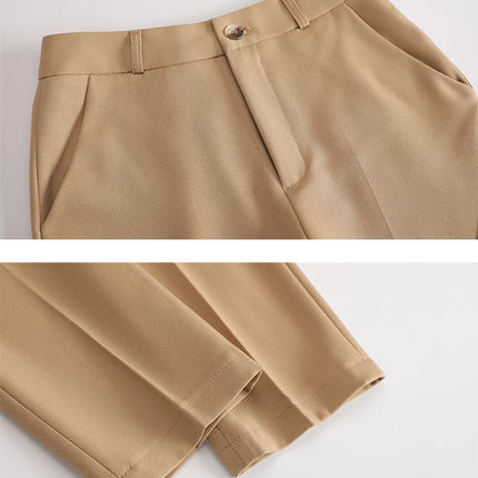 Damebuksedress i 2 Deler – Formell Vest og Bukse til Kontor og Business (Khaki, Rosa, Svart)