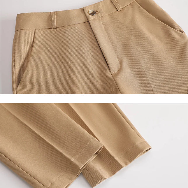 Damebuksedress i 2 Deler – Formell Vest og Bukse til Kontor og Business (Khaki, Rosa, Svart)