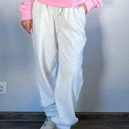 Vinter Joggebukse for Kvinner – Tykk Fleece og Rett Passform | Myk, Varm og Komfortabel Bukse i Grå Fløyel