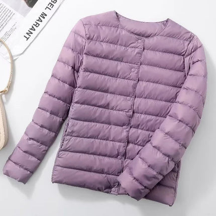 Dame Dunjakke – Ultralett & Slim Fit uten Krage | Varm, Vindavvisende & Lett Jakke