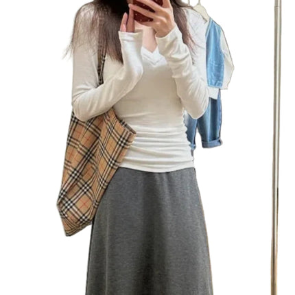 Damegenser med V-hals – Ensfarget, Langermet & Chic Design | Høst/Vinter