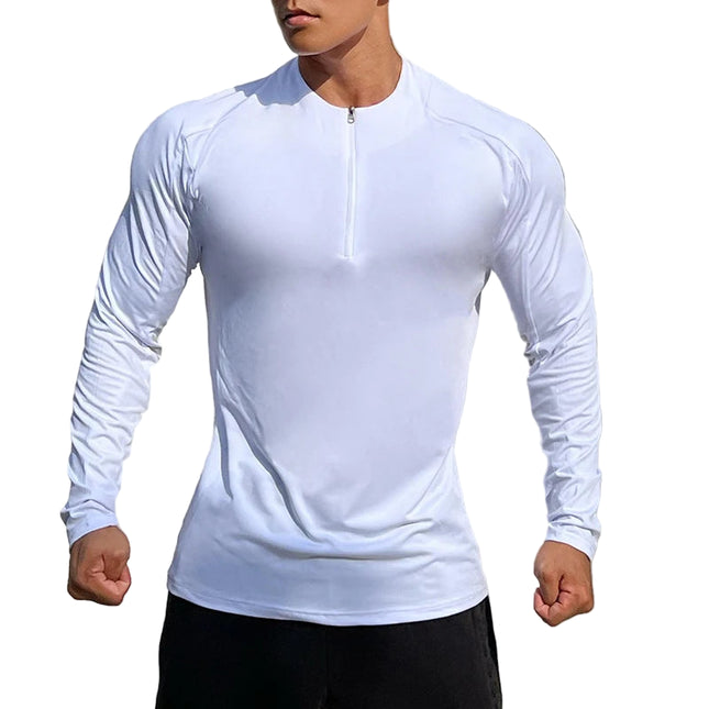 Herre Sport T-skjorte med Lange Ermer – Pustende & Quick Dry