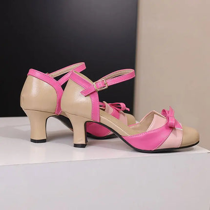 Girseaby Pumps med Sløyfe – Runde Tå, 6 cm Hæl og Ankelstropp (Str. 36–48)