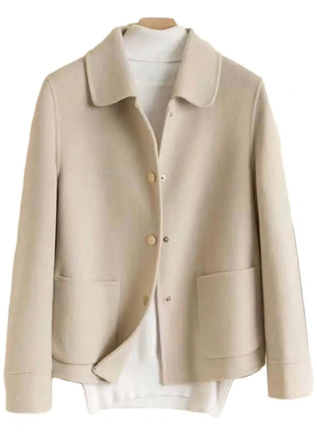 Dame Vinterkåpe – Tykk & Dobbeltsidig med Krage, Knapper & Lommer | Elegant & Komfortabel