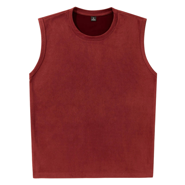 Ermeløs Topp til Herre – Faux Suede Singlet i Løs Vintage Stil