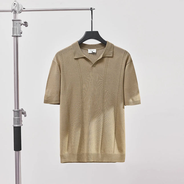 Sommer Polo T-skjorte til Herre – V-hals, Slim Fit & Britisk Stil