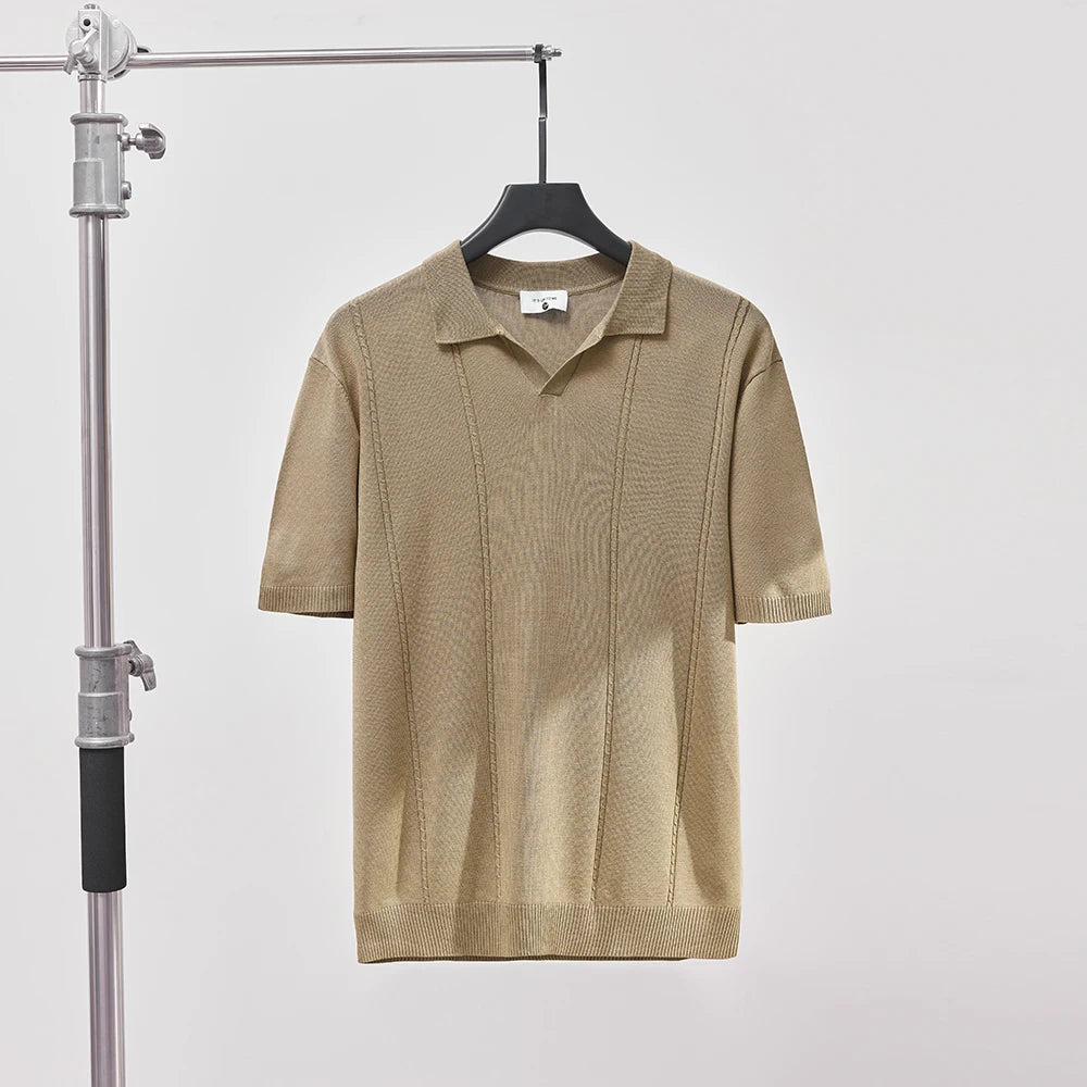 Sommer Polo T-skjorte til Herre – V-hals, Slim Fit & Britisk Stil