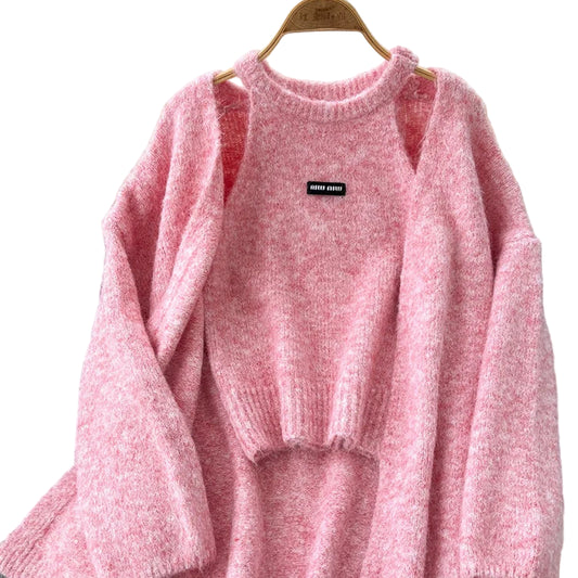 Myk Kasjmirstrikk for Kvinner – Varm Cardigan med Ermeløs Topp | Elegant og Avslappet Sett til Høst og Vinter