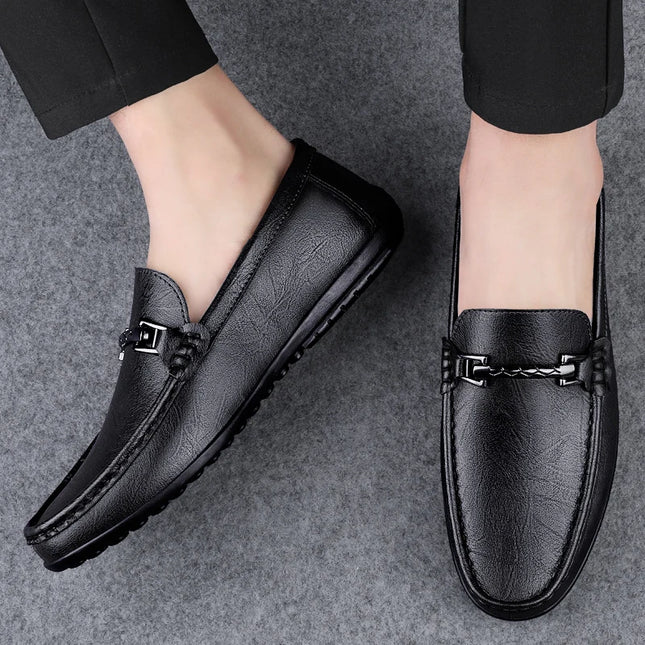 Herre Loafers i Ekte Skinn – Håndlagde Slip-on Mokasiner med Myk Såle