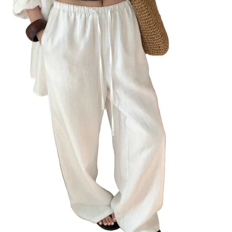 Linnebukser for Dame – Løse Wide-Leg Bukser med Snøring | Luftige, Komfortable og Stilrene Sommerbukser