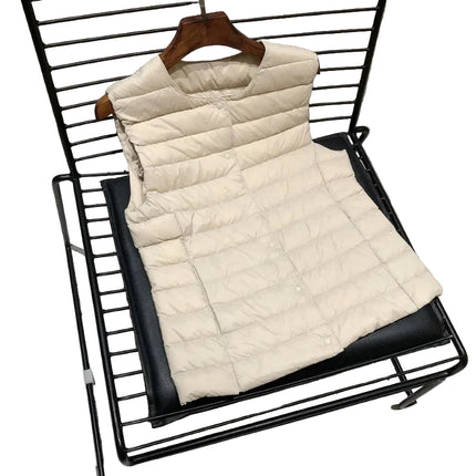 Dame Dunjakke uten Ermer – Ultralett Dunvest i 90% Hvit Andedun | Varm, Pakkbar & Perfekt for Vår & Vinter