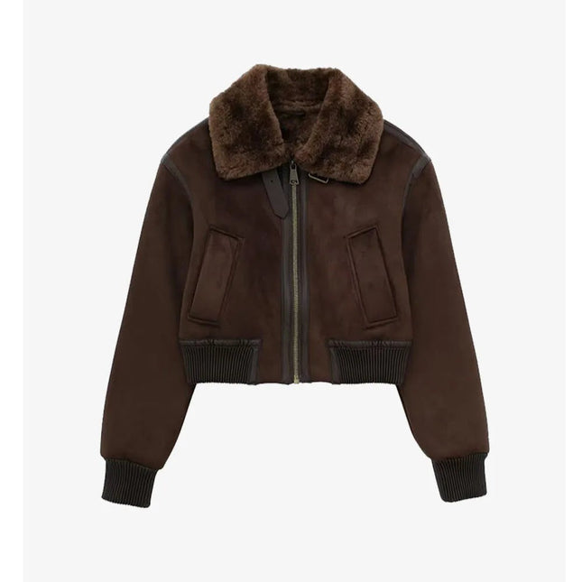 Damejakke for Høst og Vinter – Løs Dobbelsidig Jakke med Kontrastdetaljer