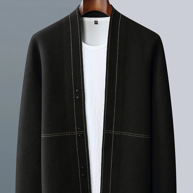 Herre Strikket Ulljakke – Varm Business Cardigan i Kasjmirblanding