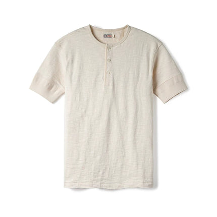 Loopwheel Henley T-skjorte til Herre – 300g Slub Bomull Vintage Stil